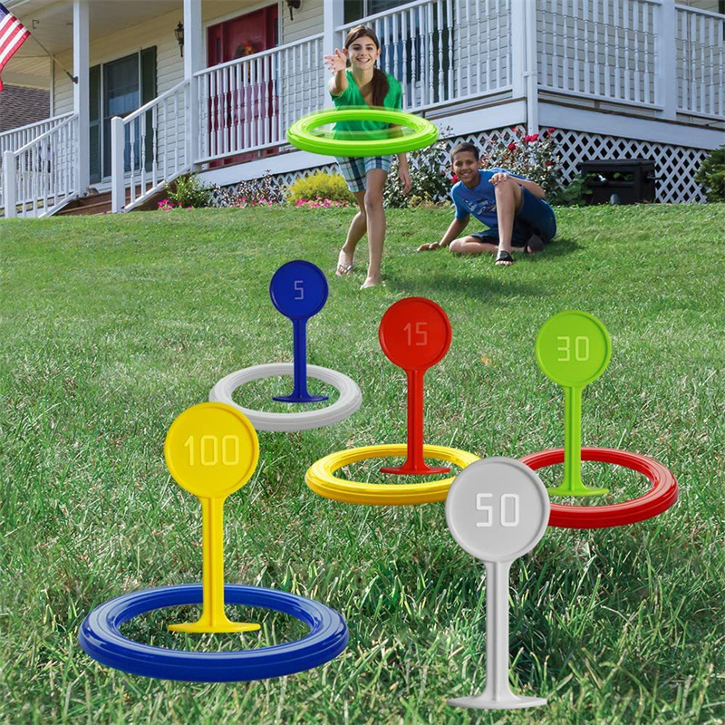 Kids Outdoor Yard - Permainan Lempar Cincin Plastik untuk Anak-Anak,
