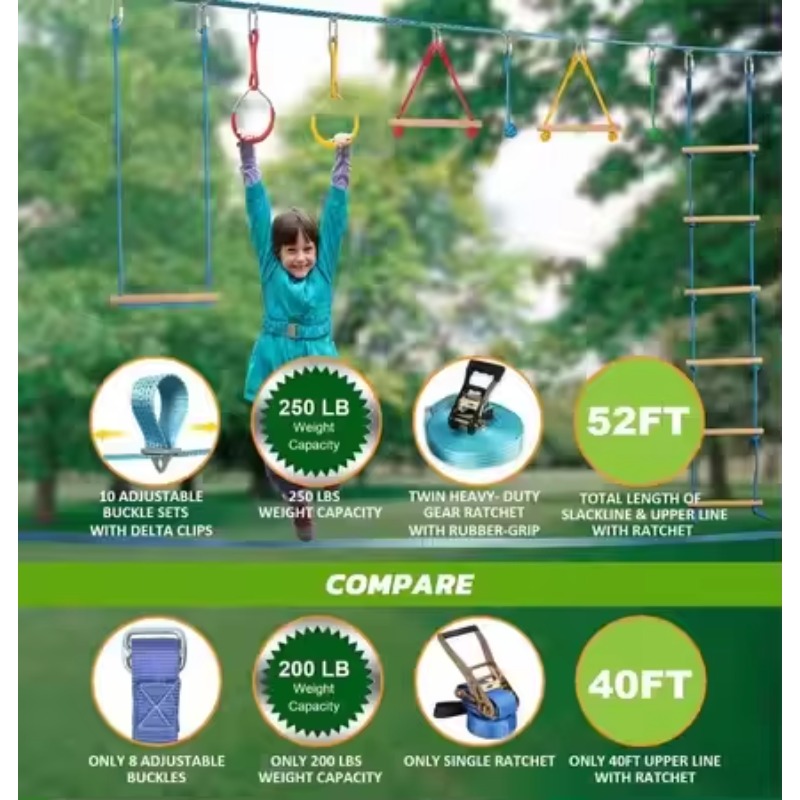 Perlengkapan Rintangan Warrior - Kids Outdoor Monkey Bar Set ulasan dan harga