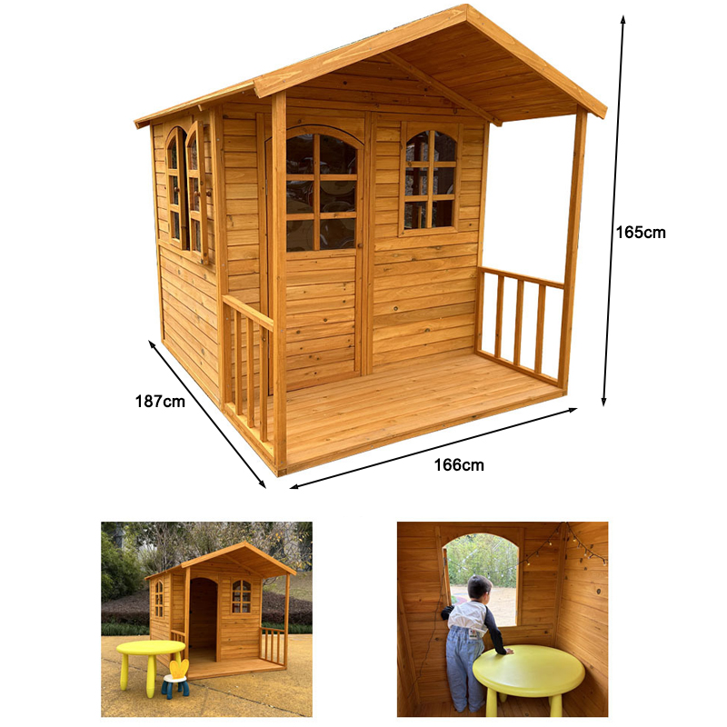 Rumah Bermain Kayu Solid Ramah - Kids Outdoor Cubby House ulasan dan harga
